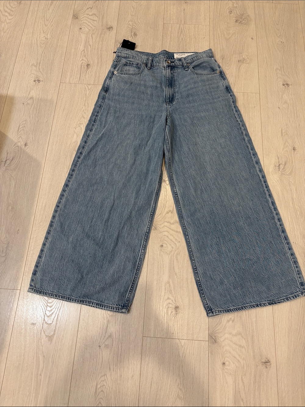 rag & bone Wide Leg Jeans in Light Blue Wash